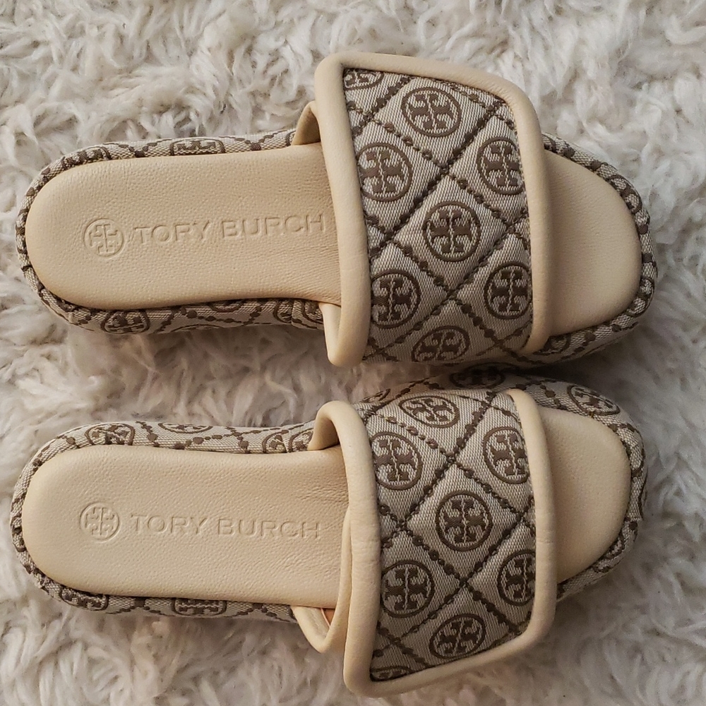 New Tory Burch T Monogram Bubble Slides